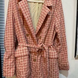 Free People Plaid Belted blazer